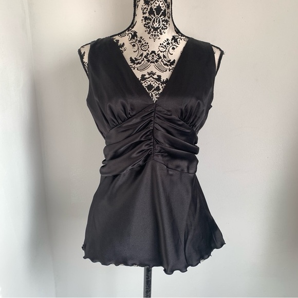 Bisou Bisou Black Satin Top - Picture 1 of 5